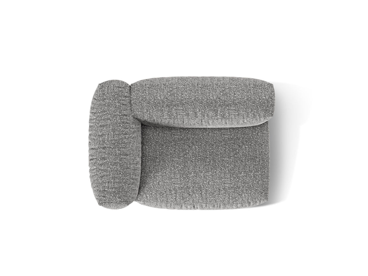 Martina Sofamodul, breiter Einzelsitz links, Bouclé-Stoff Monet Pearl in Grey Beige Melange, schwarze Kunststoffbeine, Massivholzrahmen