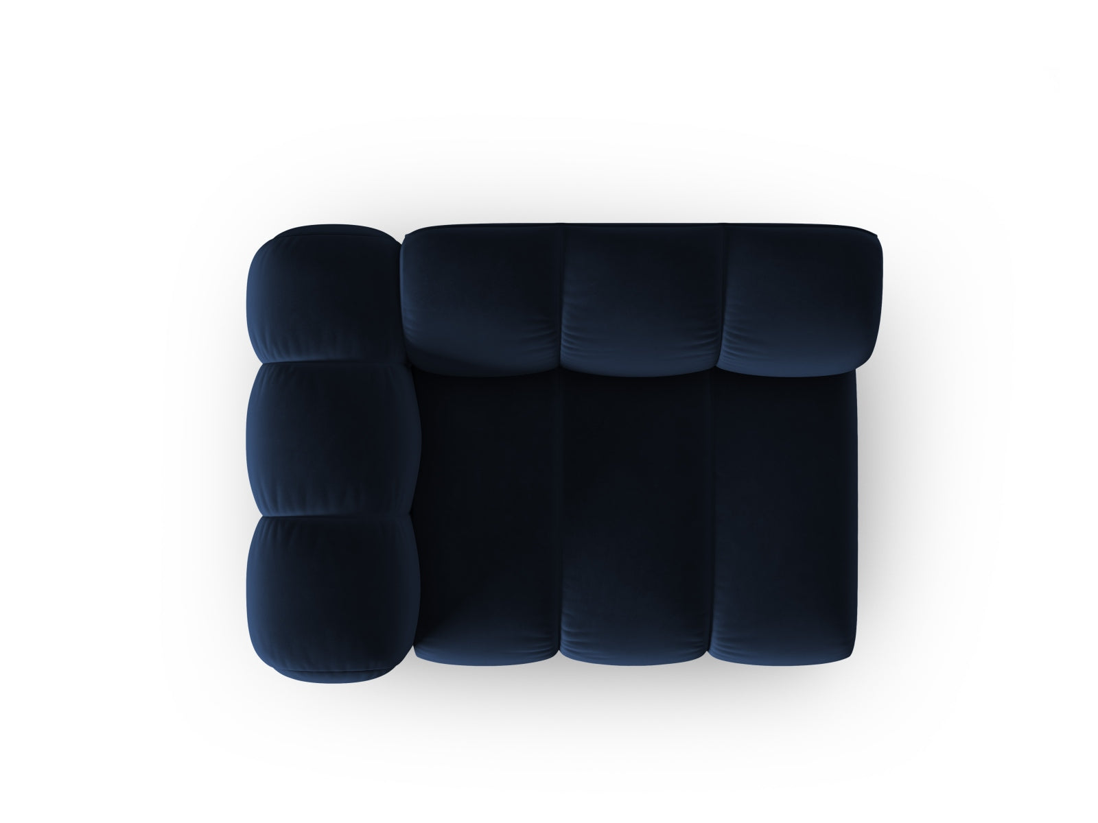 Elegantes Velour-Modul in Royal Blue für einen Sitzplatz, ideal für individuelle Sofakombinationen und modernes Wohndesign.