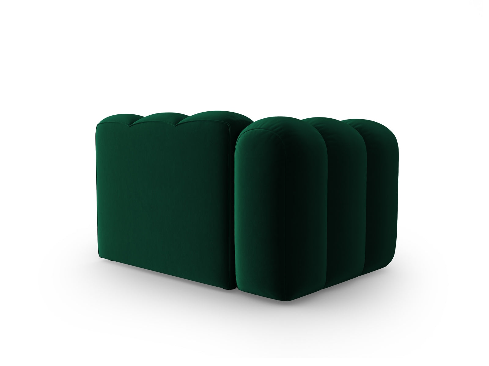 Stilvolles linksseitiges 1-Sitzer Modul aus Lupine Velour in edlem Flaschengrün, perfekt für kreative Sofa-Arrangements und moderne Wohnkonzepte.
