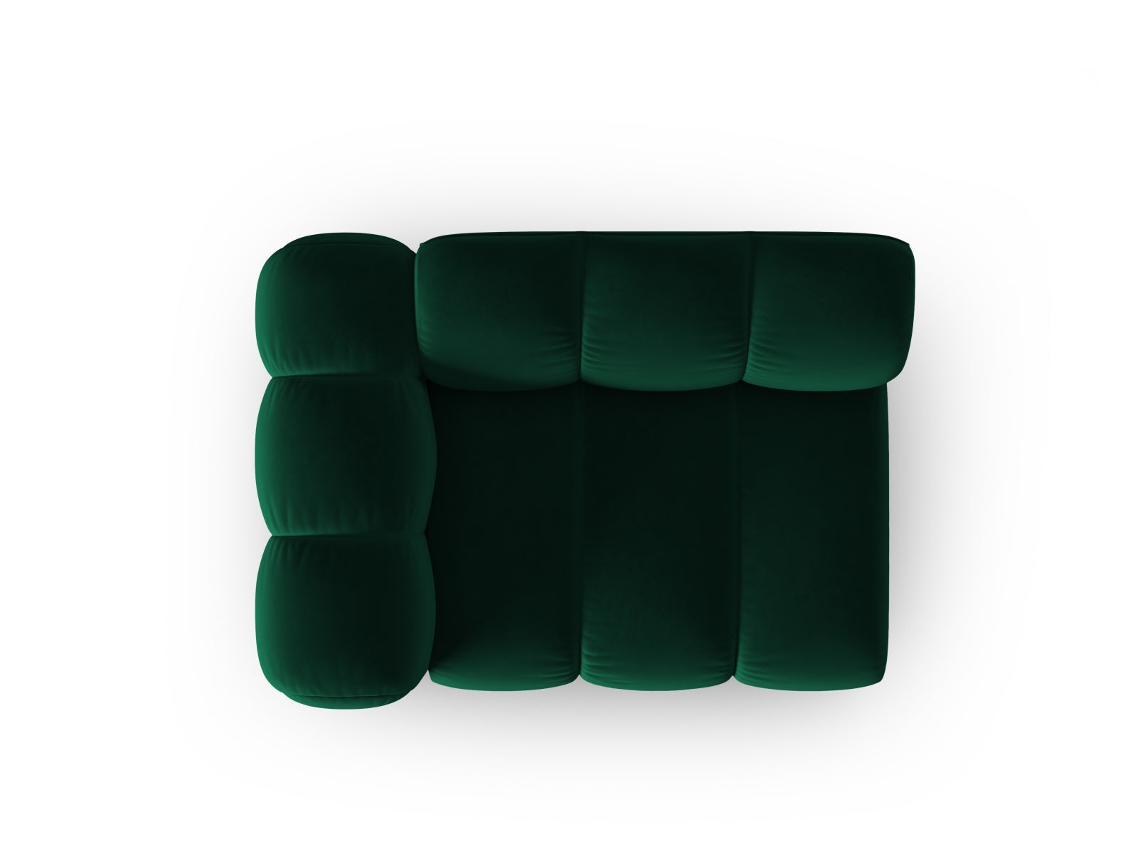 Elegantes 1-Sitzer Modul in luxuriösem Flaschengrün aus Lupine Velour, ideal für individuelle Sofa-Designs und zeitgemäße Einrichtungsideen.