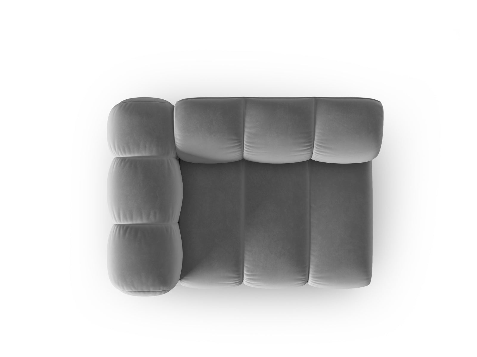 Elegantes linksseitiges Velour Modul für 1-Sitzer Sofa von Micadoni in zeitlosem Grau, ideal für individuelle Wohnlösungen und stilvolle Akzente.