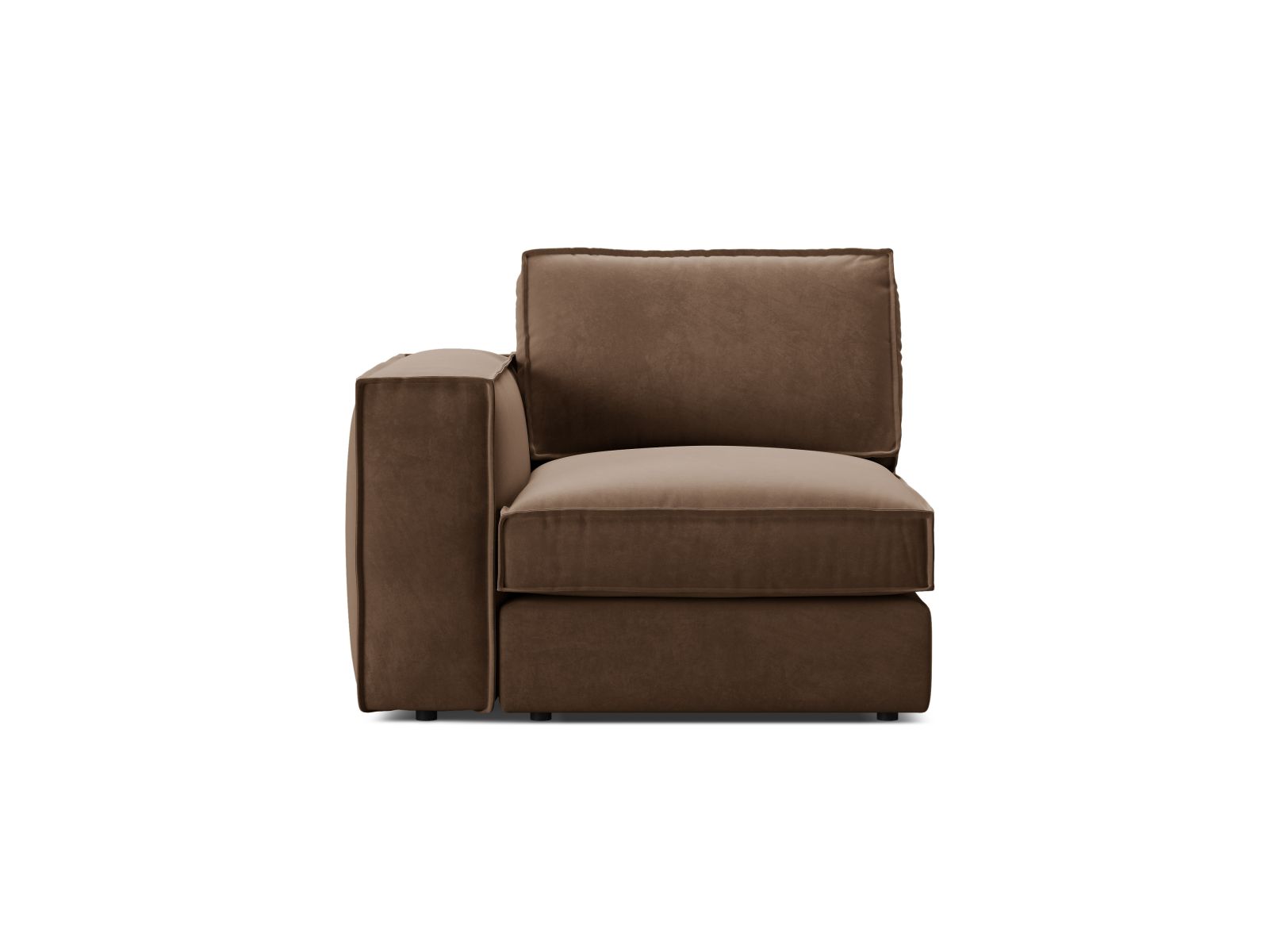 Elegantes 1-Sitzer Modul links Pola in luxuriösem Chocolate-Salvador, ideal für individuelle Sofa-Arrangements und zeitgemäße Einrichtung.