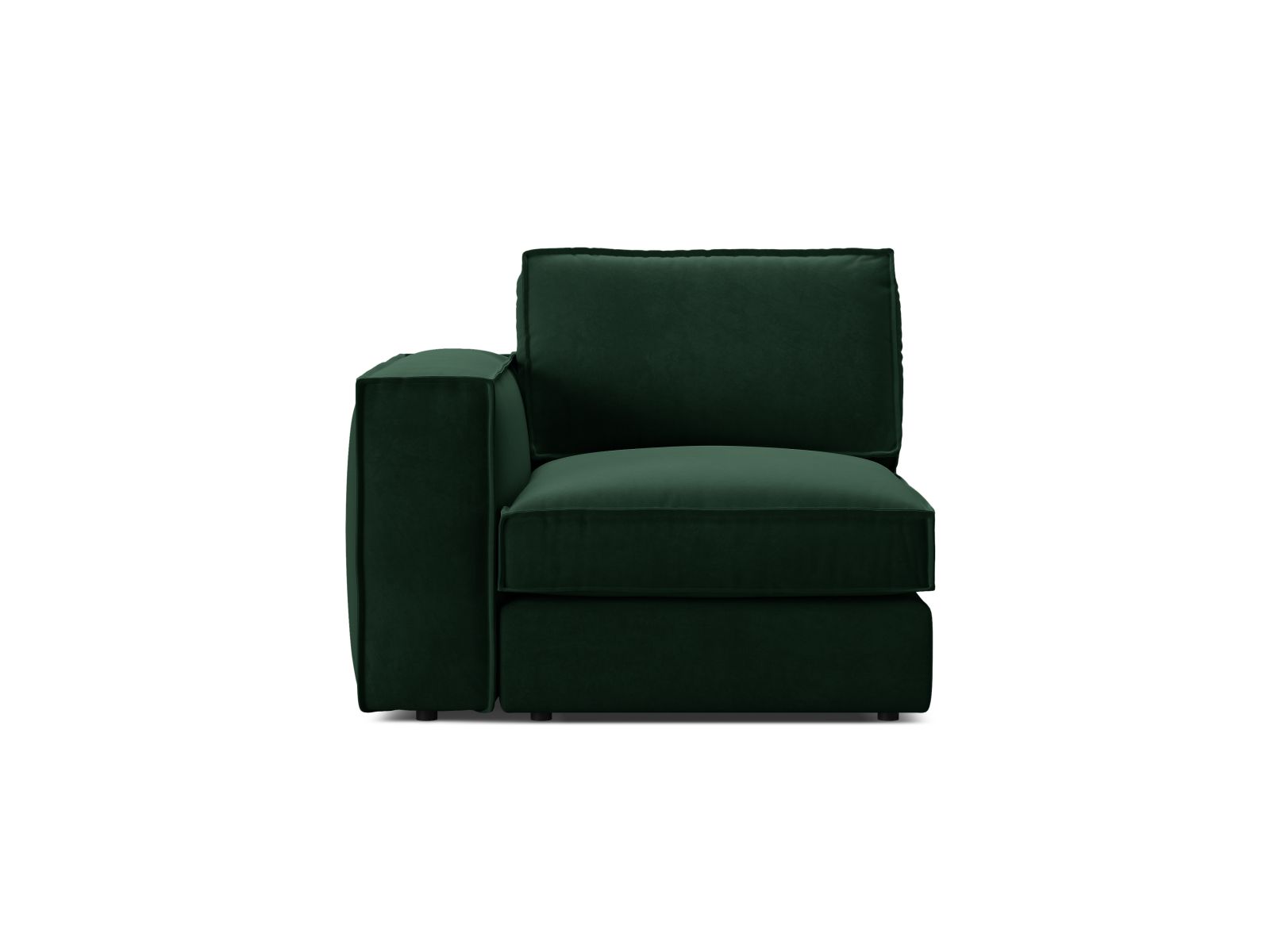 Elegantes 1-Sitzer Modul links Pola in tiefem Flaschengrün, ideal für individuelle Sofa-Arrangements und zeitgemäße Einrichtung.