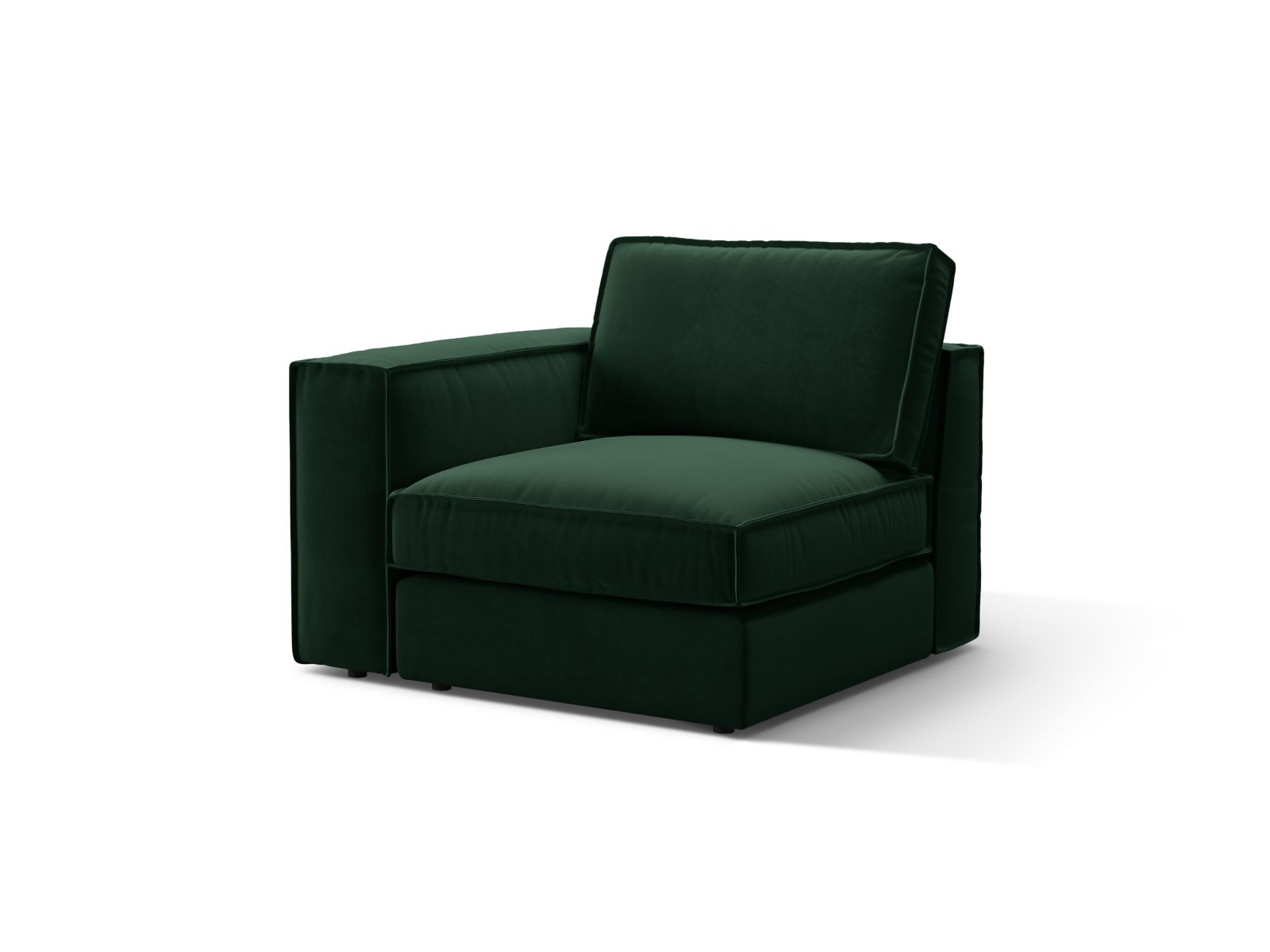Stylisches 1-Sitzer Modul links Pola in edlem Flaschengrün, perfekt für kreative Sofa-Kombinationen und modernes Wohndesign.