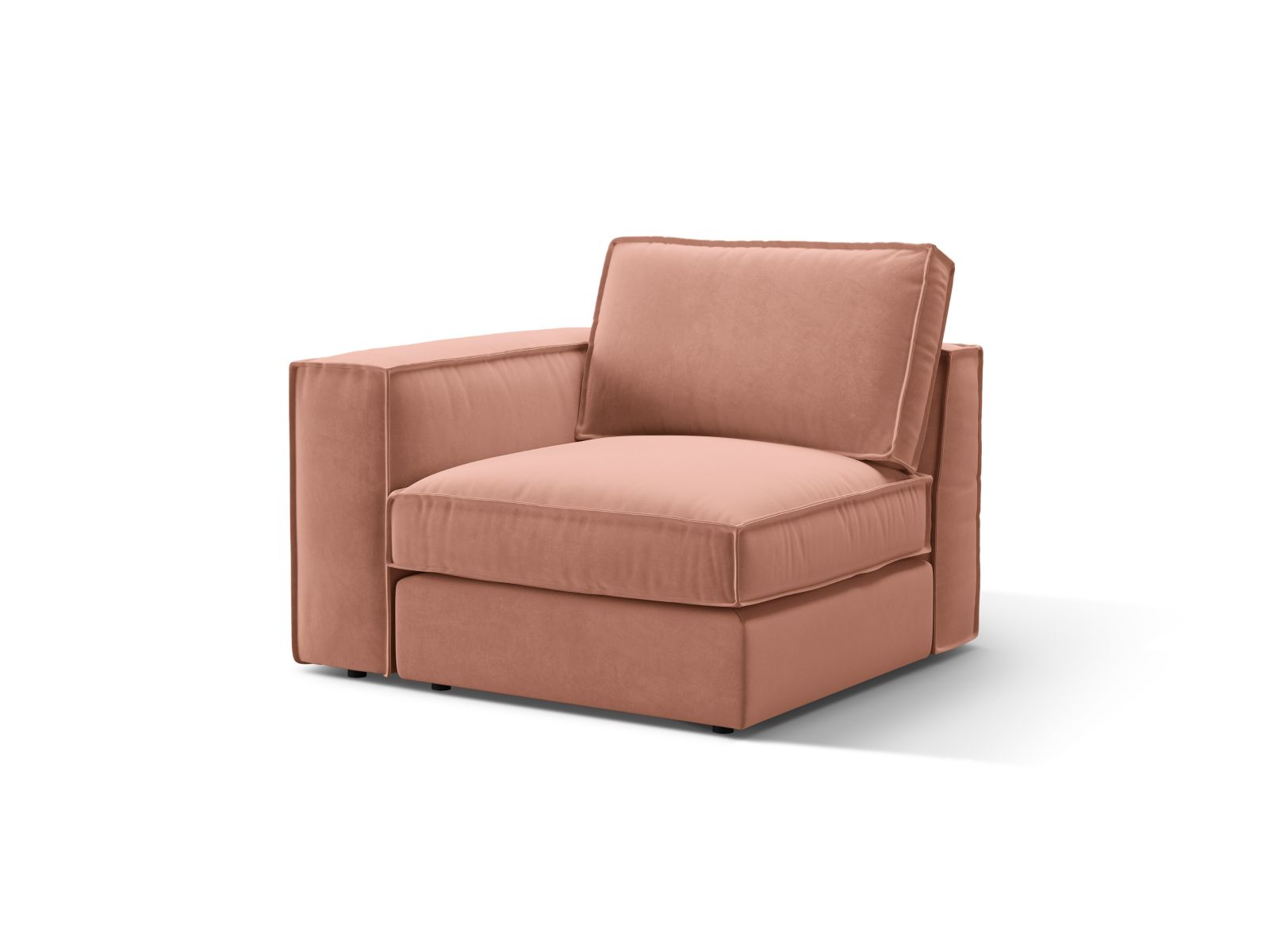Elegantes 1-Sitzer Modul links Pola in strahlendem Pink, perfekt für kreative und anpassbare Sofalösungen in zeitgemäßen Wohnräumen.