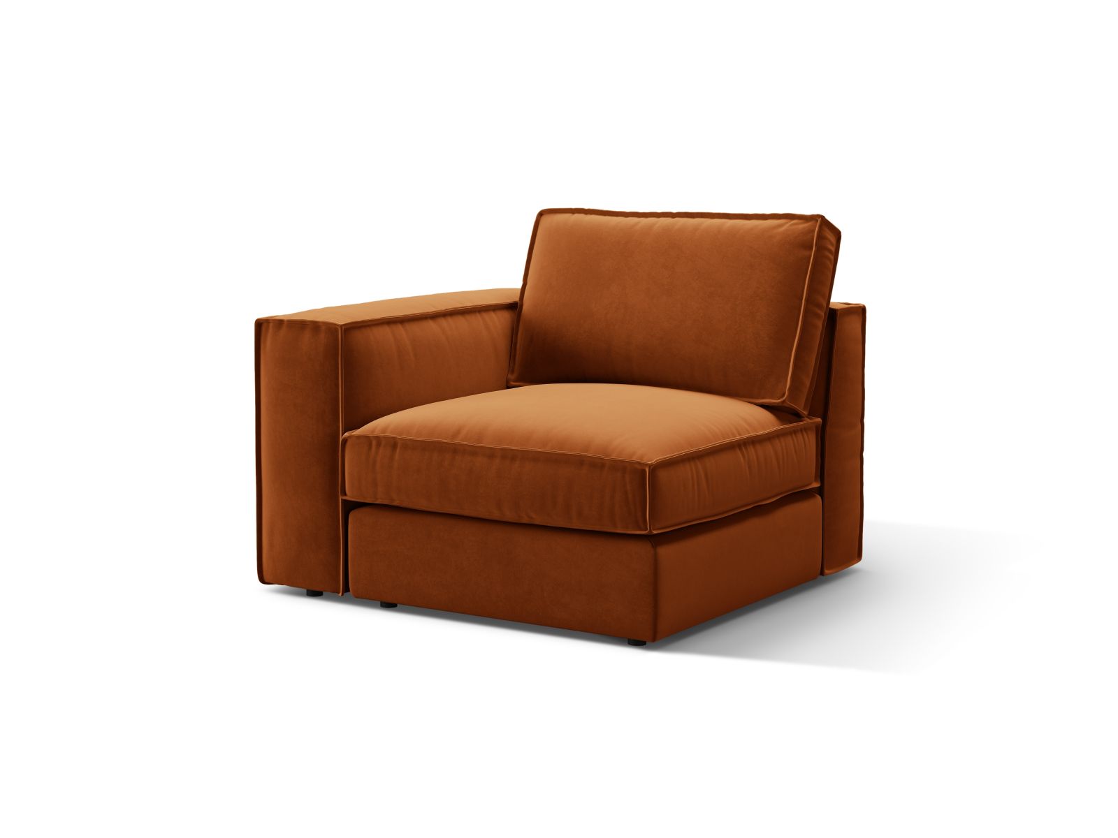 Stylisches 1-Sitzer Modul links Pola in ansprechendem Terracotta, perfekt für kreative Sofa-Kombinationen und zeitgemäße Einrichtung.