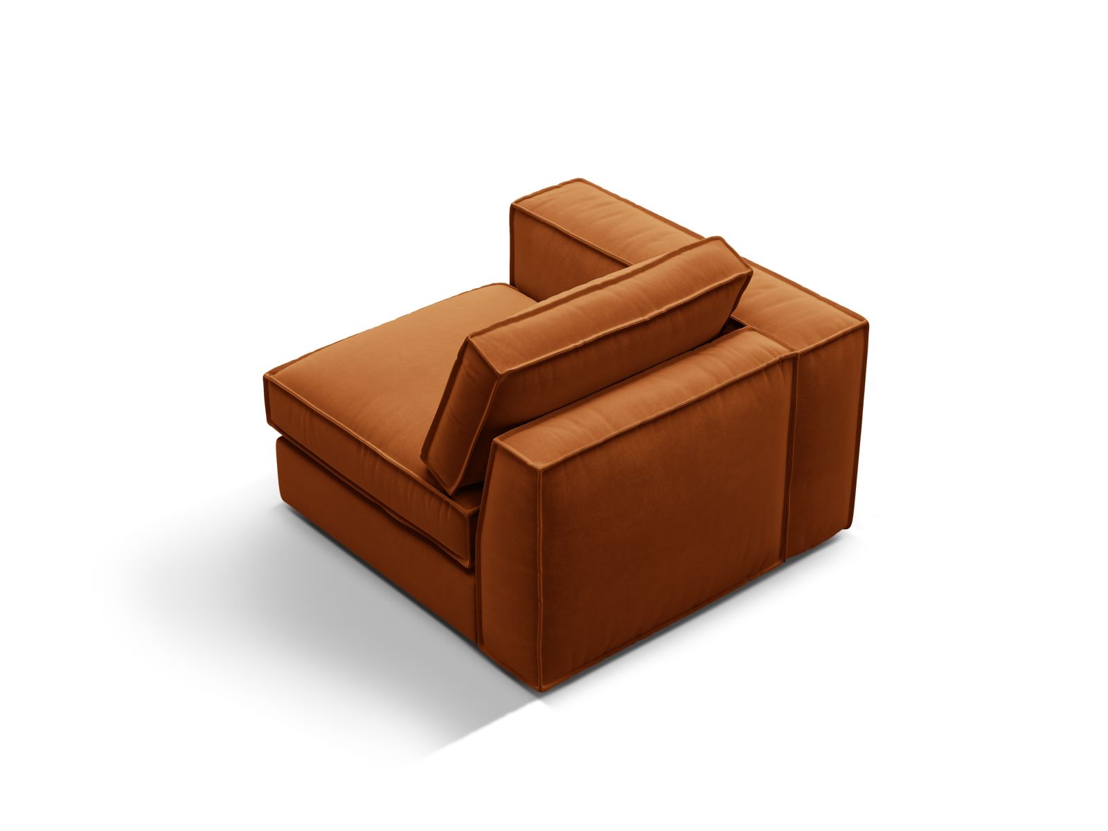 Stylisches 1-Sitzer Modul links Pola in ansprechendem Terracotta, perfekt für kreative Sofa-Kombinationen und zeitgemäße Einrichtung.