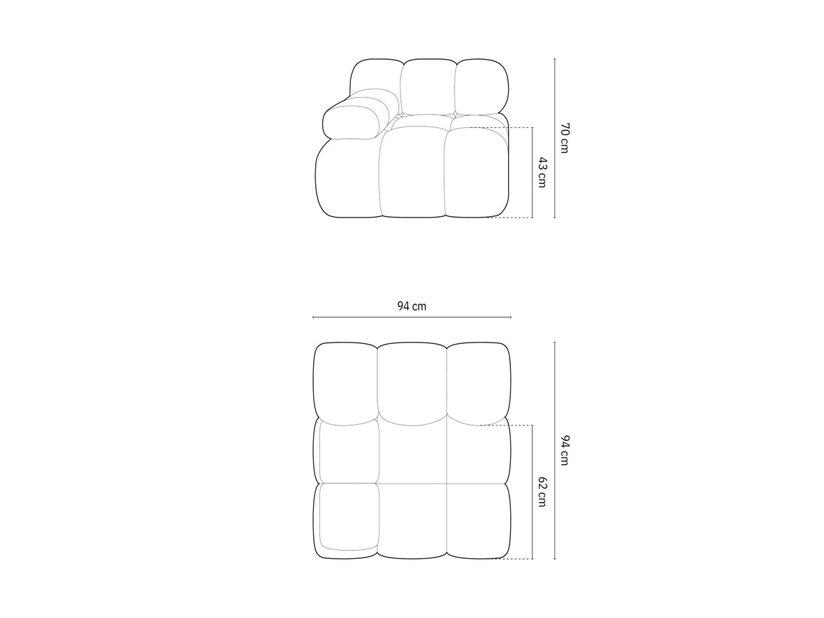 Bellis Velour Modul links 1 Sitzer in Terracotta-Bluvel präsentiert im Onlineshop von KAQTU Design AG. Modulares Sofa ist von Micadoni
