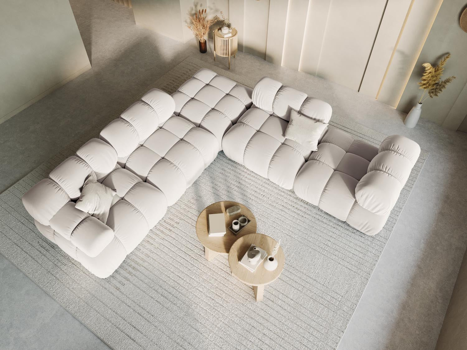 Elegantes Bellis Velour Modul links 1 Sitzer in stilvollem Dunkelbeige, ideal für moderne Wohnräume und vielseitige Sofa-Arrangements.
