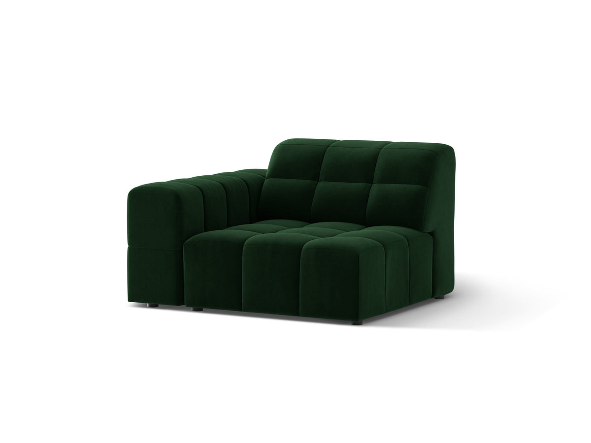 Modulares Sofa Jennifer von Micadoni in leichtem Beige mit Chenille-Stoffbezug, schwarzen Kunststoffbeinen und niedriger Rückenlehne.
