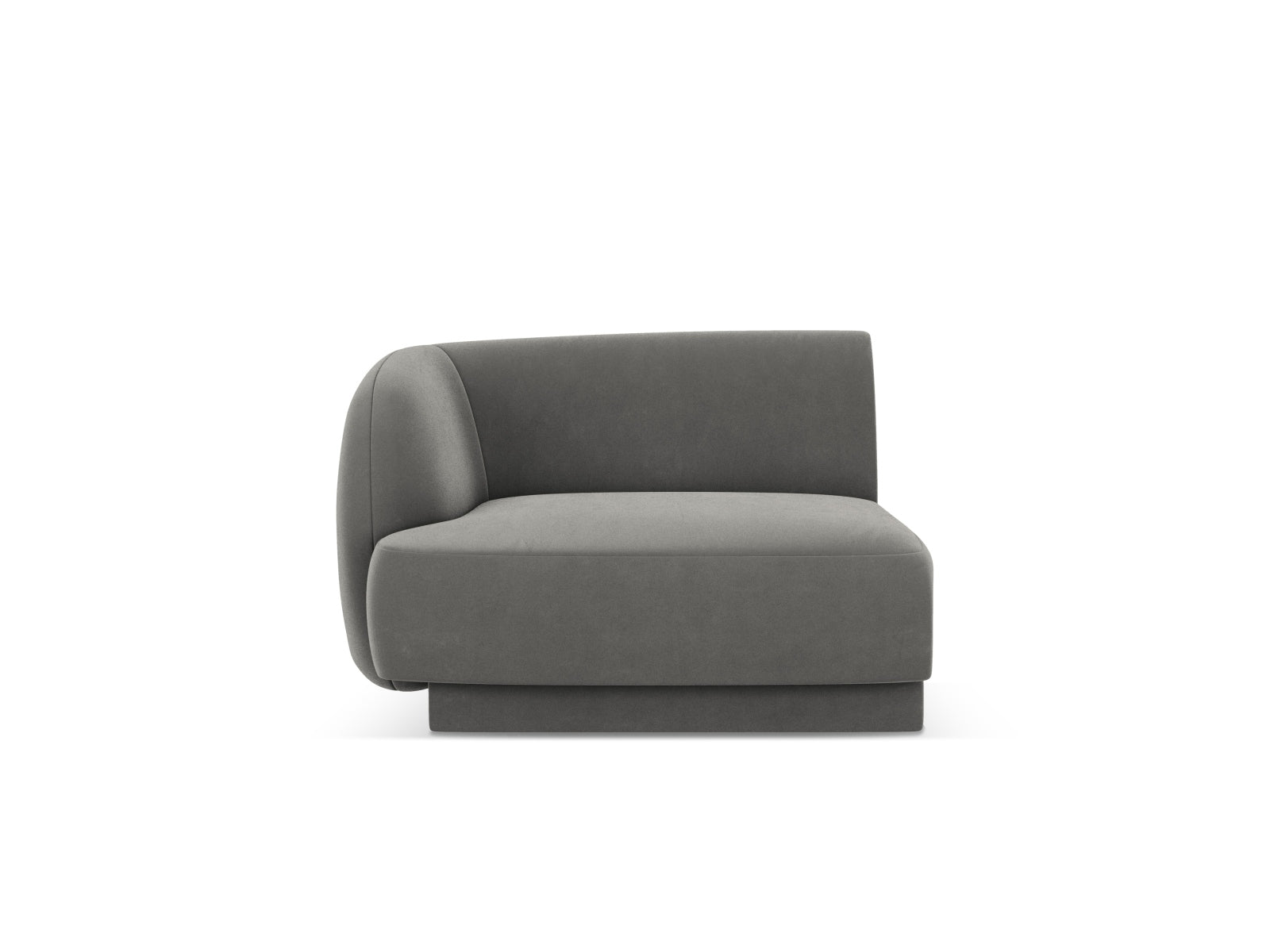 Miley Velour Modul links 1 Sitzer in Light Grey-Bluvel präsentiert im Onlineshop von KAQTU Design AG. Modulares Sofa ist von Micadoni