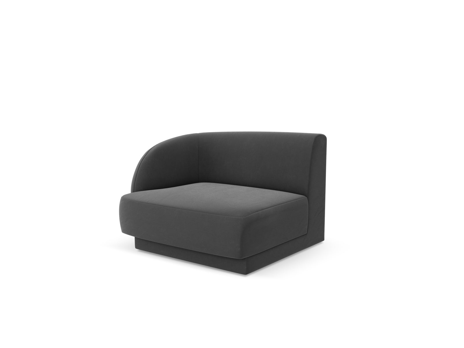 Eleganter 1-Sitzer in Grau-Blau aus Velours, Teil des modularen Miley Sofas von Micadoni, ideal für stilvolle Wohnräume.