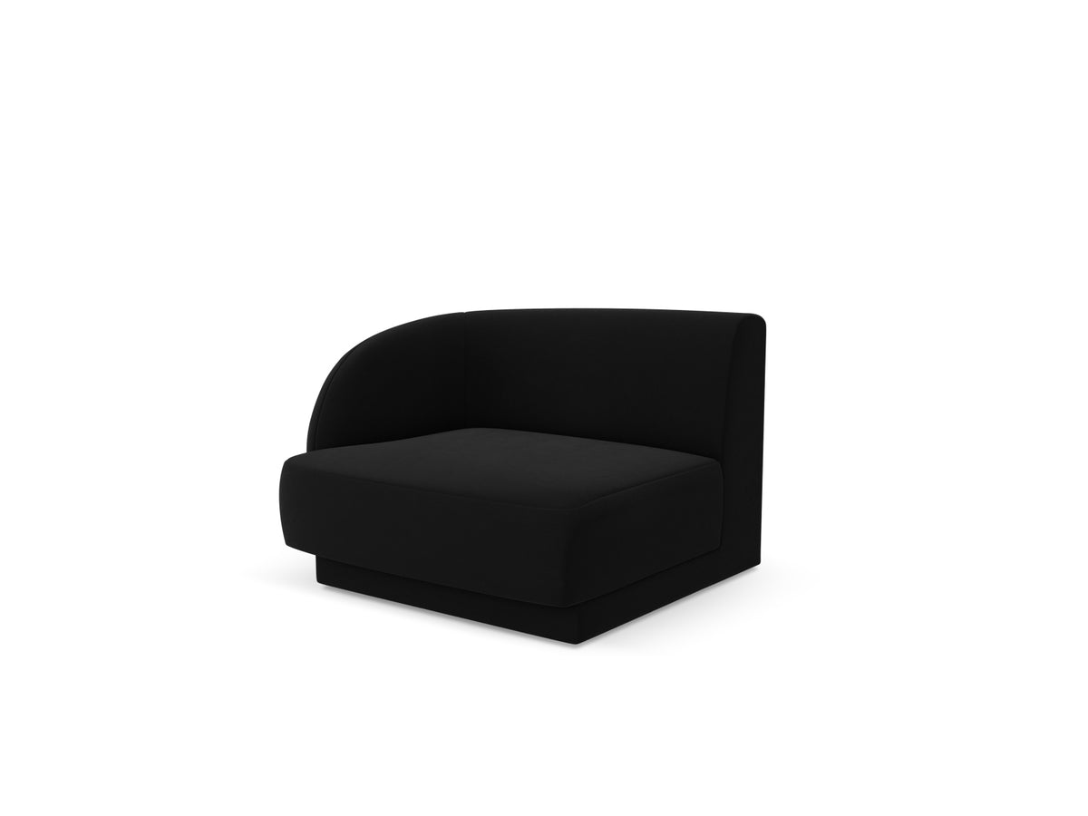 Miley Velour Modul links 1 Sitzer in Black-Bluvel präsentiert im Onlineshop von KAQTU Design AG. Modulares Sofa ist von Micadoni