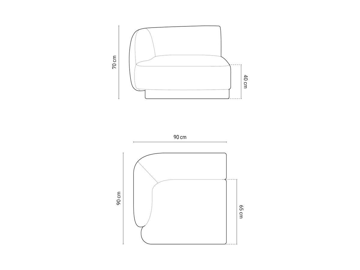 Miley Velour Modul links 1 Sitzer in Cappuccino-Bluvel präsentiert im Onlineshop von KAQTU Design AG. Modulares Sofa ist von Micadoni