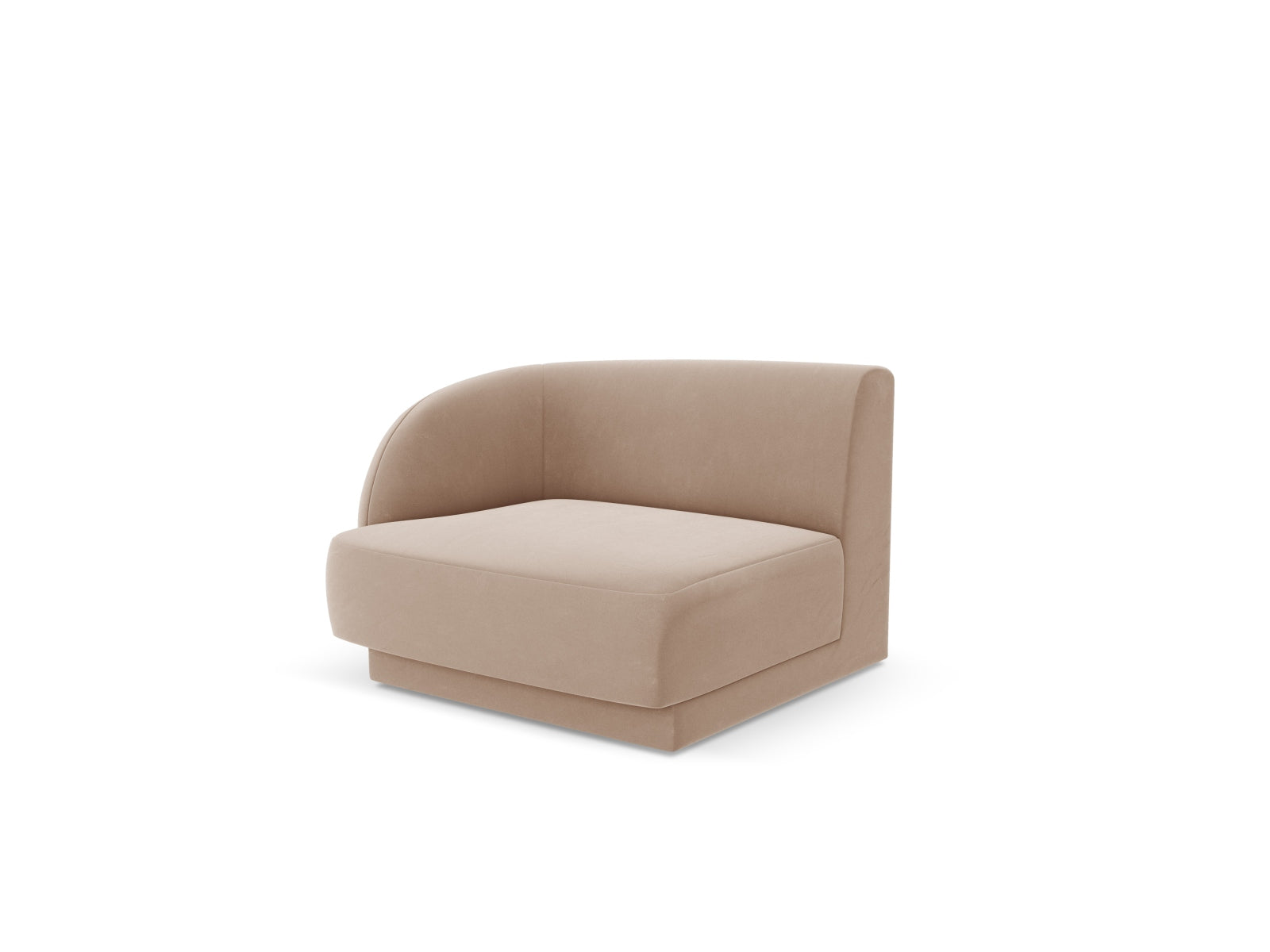 Elegantes Miley Velour Modul links 1 Sitzer in stilvollem Cappuccino-Bluvel, ideal für moderne Wohnräume.