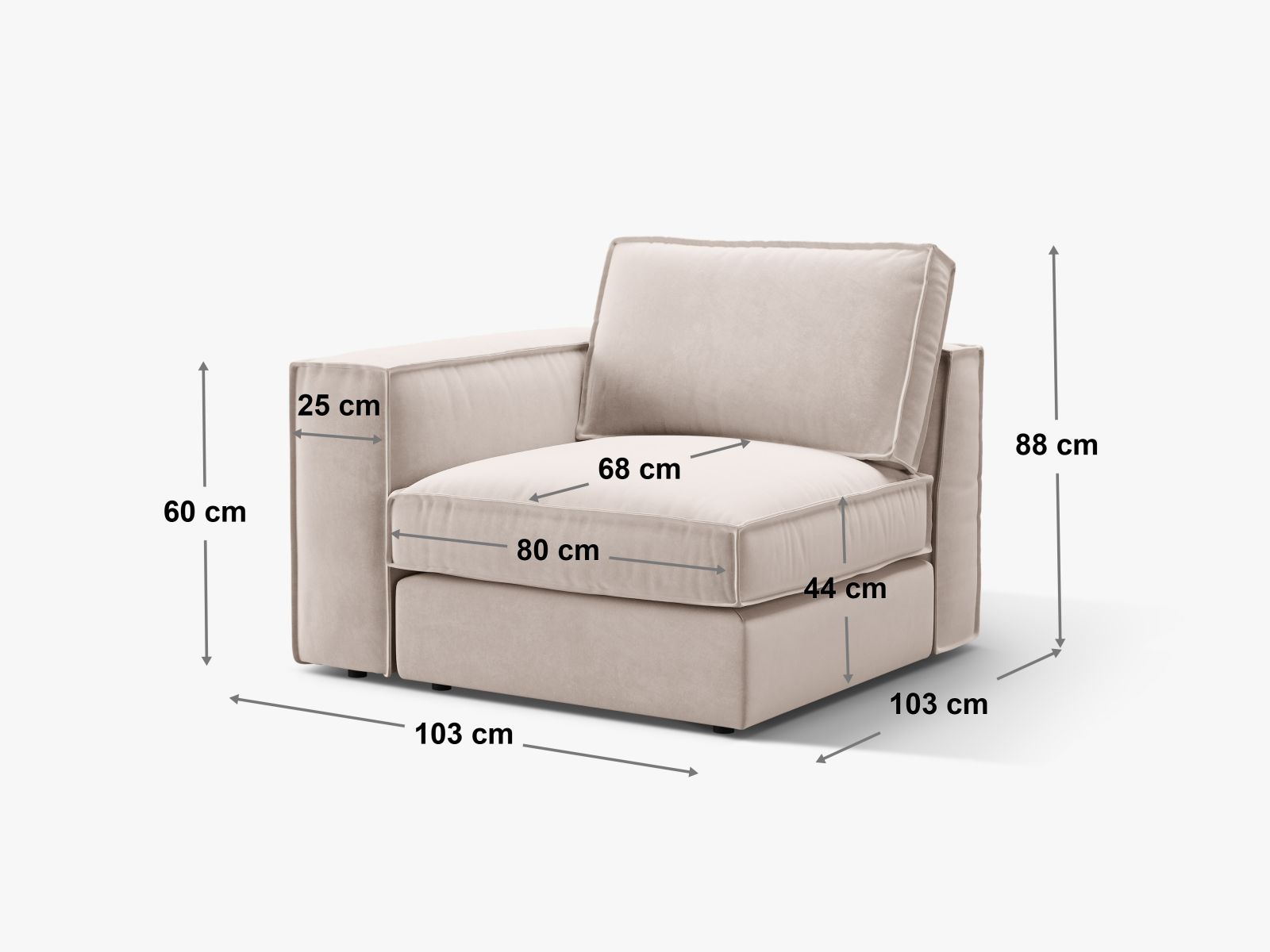 Elegantes 1-Sitzer Modul links in zartem Mint von Micadoni, ideal für individuelle Sofa-Arrangements und moderne Wohnkonzepte.