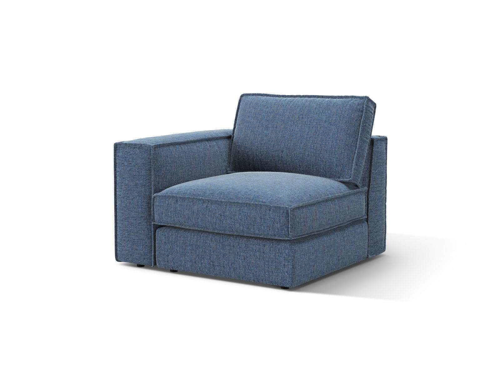 Stylisches 1-Sitzer Modul Pola in tiefem Blau, perfekt für kreative Sofa-Kombinationen und zeitgemäße Einrichtungsideen.