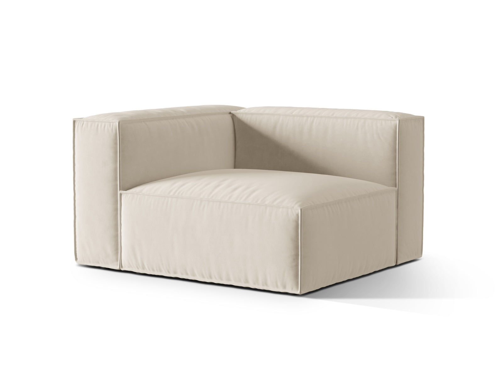 Beige Nuria Velour 1-Sitzer Sofa von Micadoni, elegant und modern, ideal für stilvolle Wohnräume, präsentiert in hochwertiger Velours-Optik.