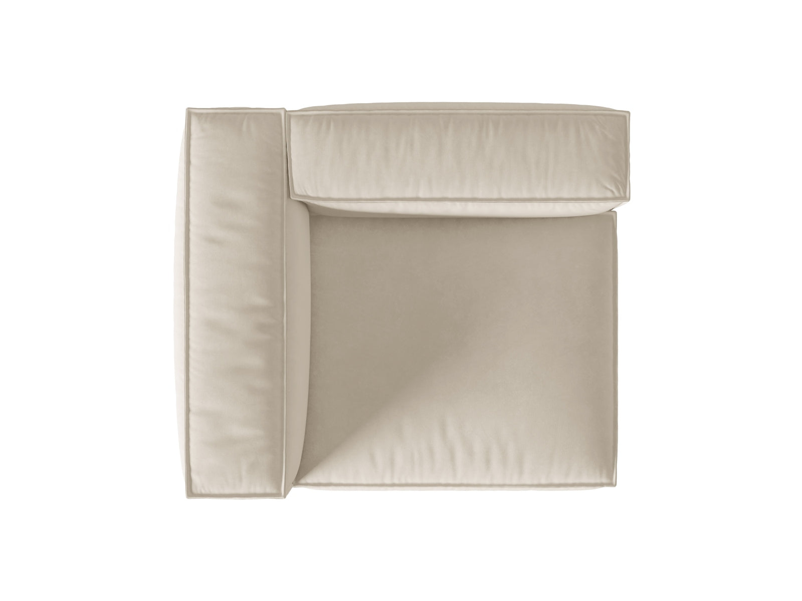 Elegantes Nuria Velour 1-Sitzer Sofa in Beige, vielseitig einsetzbar und ideal für stilvolle Wohnräume und entspannte Momente.