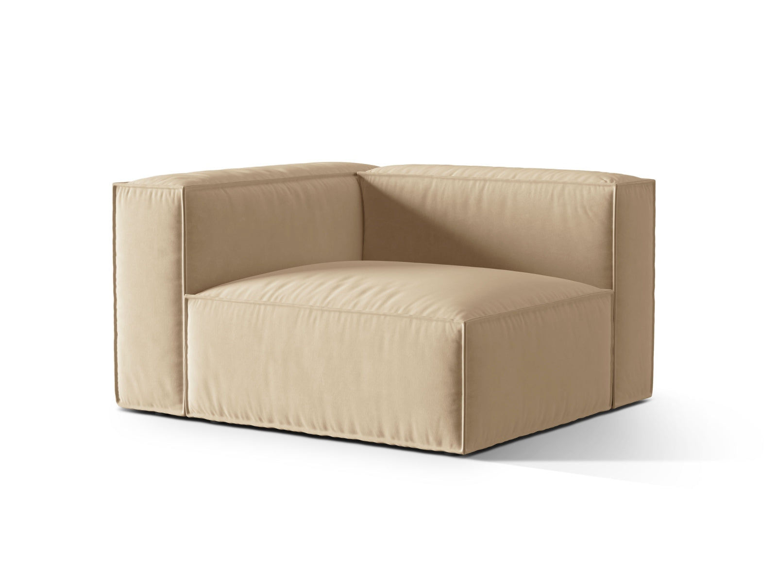 Elegantes Nuria Velour 1-Sitzer Sofa in Nude-Paris, ideal für moderne Wohnräume, präsentiert von Micadoni.
