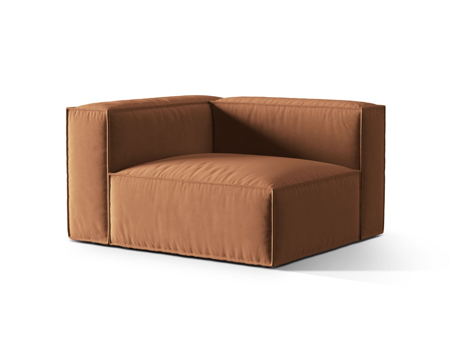 Elegantes Nuria Velour 1-Sitzer Sofa in Honey-Paris, ideal für moderne Wohnräume, erhältlich bei KAQTU Design AG.