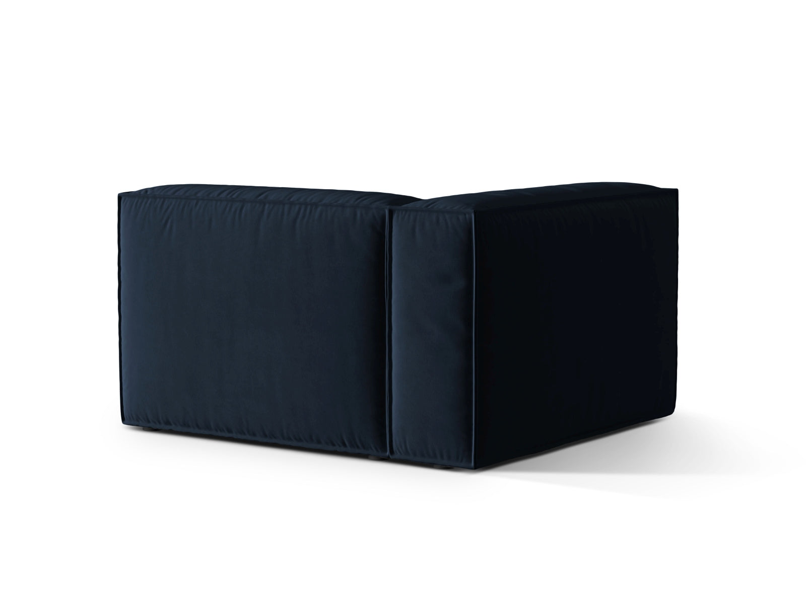Stilvolles Nuria Velour 1-Sitzer Sofa in tiefem Blau, perfekt für zeitgemäße Inneneinrichtungen und vielseitige Raumgestaltungen.
