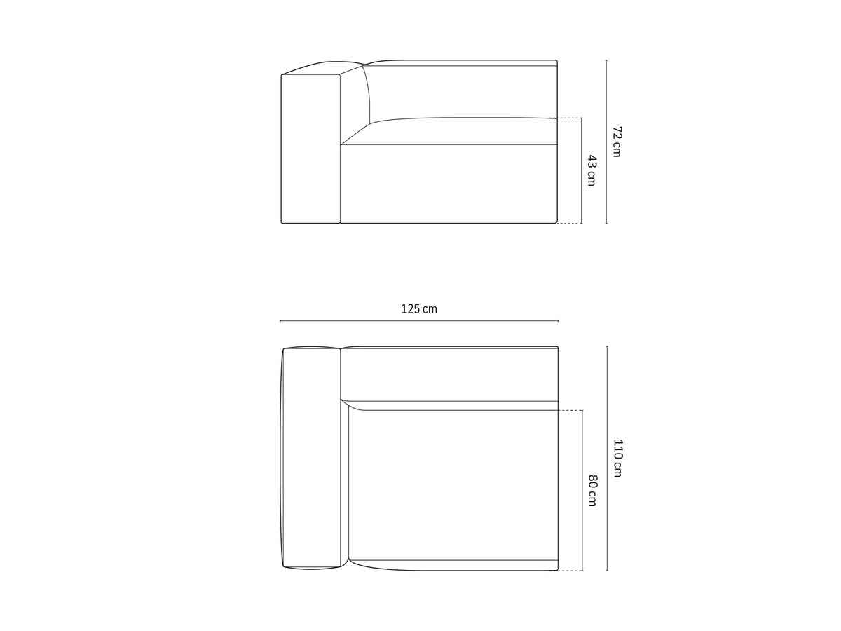 Nuria Velour links Modular Sofa 1 Sitzer in Moss Green Melange-Paris präsentiert im Onlineshop von KAQTU Design AG. Modulares Sofa ist von Micadoni