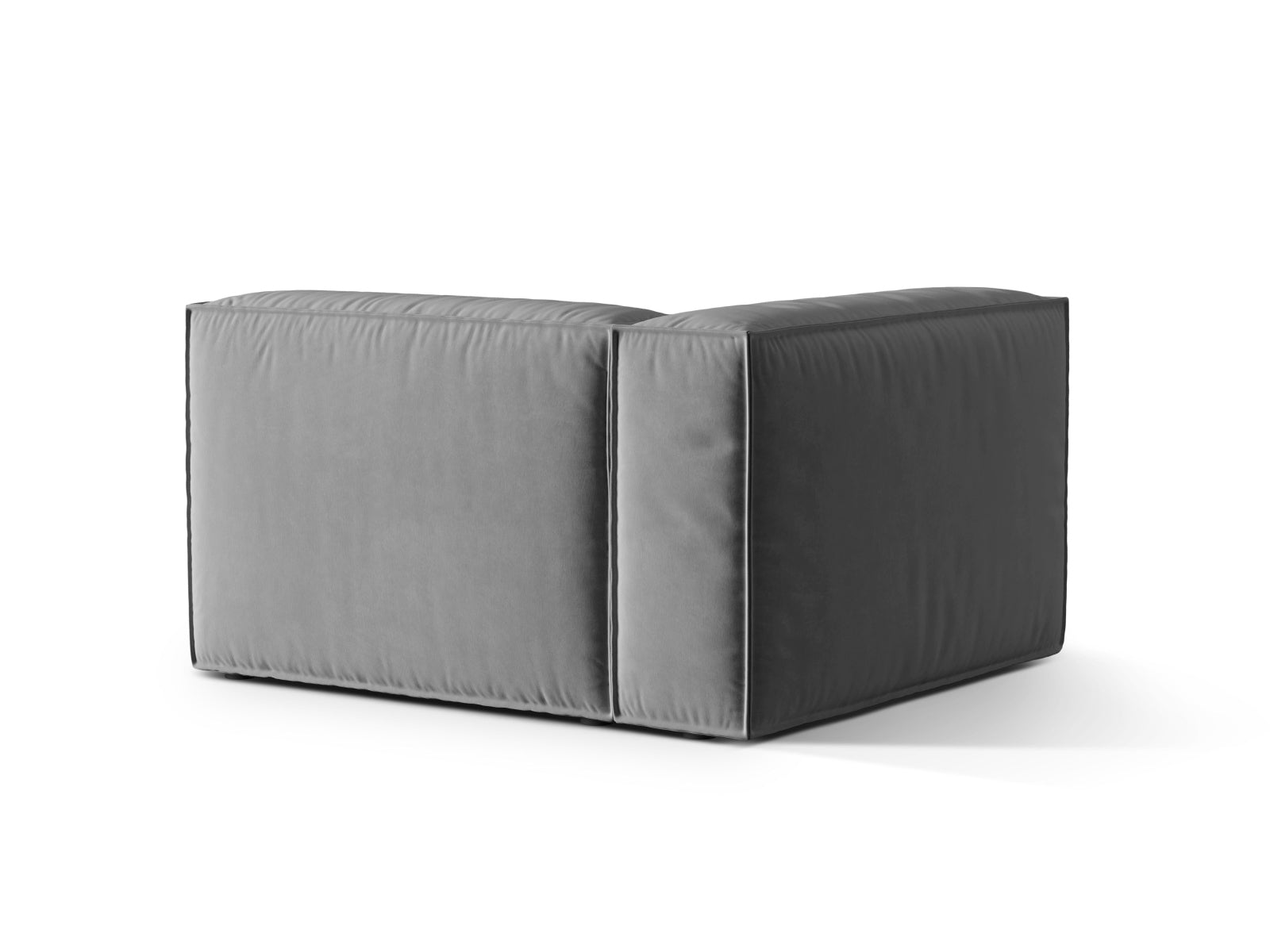 Stylisches Nuria Velour 1-Sitzer Sofa in edlem Grau, perfekt für anpassbare Wohnkonzepte und zeitgemäße Einrichtung von Micadoni.