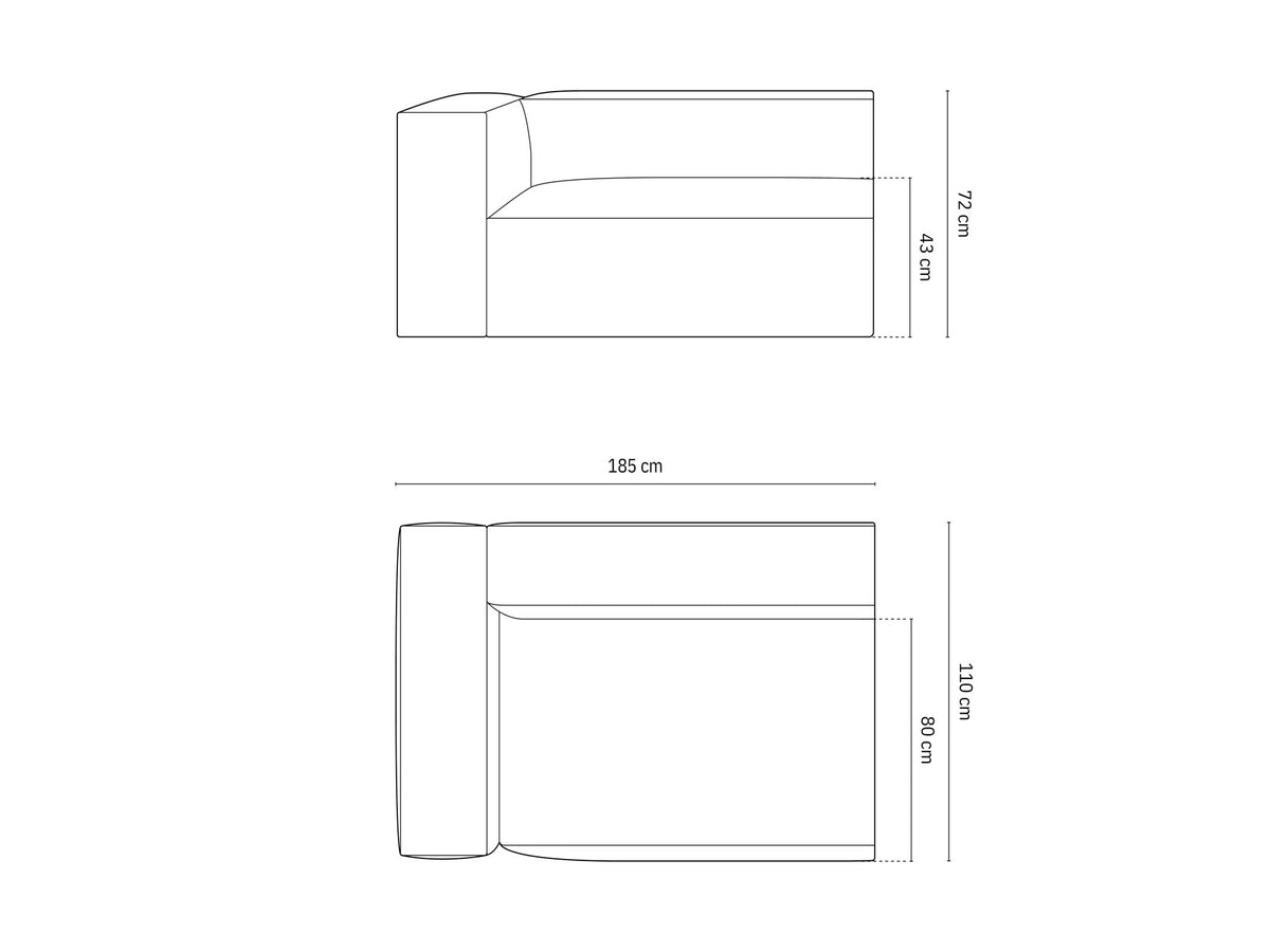 3-Sitzer Modulares Sofa links Nuria in Moss Green-Liberty präsentiert im Onlineshop von KAQTU Design AG. Modulares Sofa ist von Micadoni