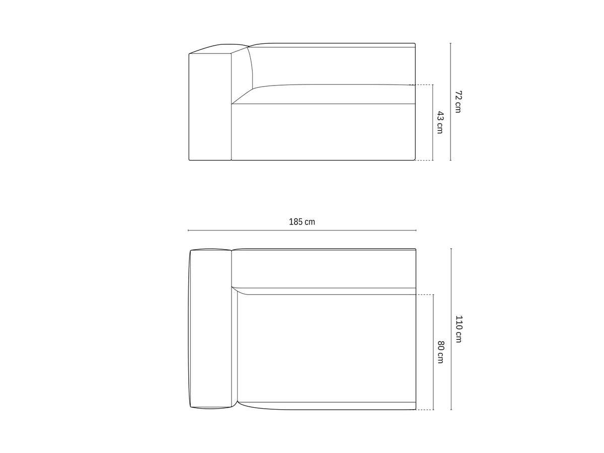 3-Sitzer Modulares Sofa links Nuria in Deep Petrol-Liberty präsentiert im Onlineshop von KAQTU Design AG. 3er Sofa ist von Micadoni