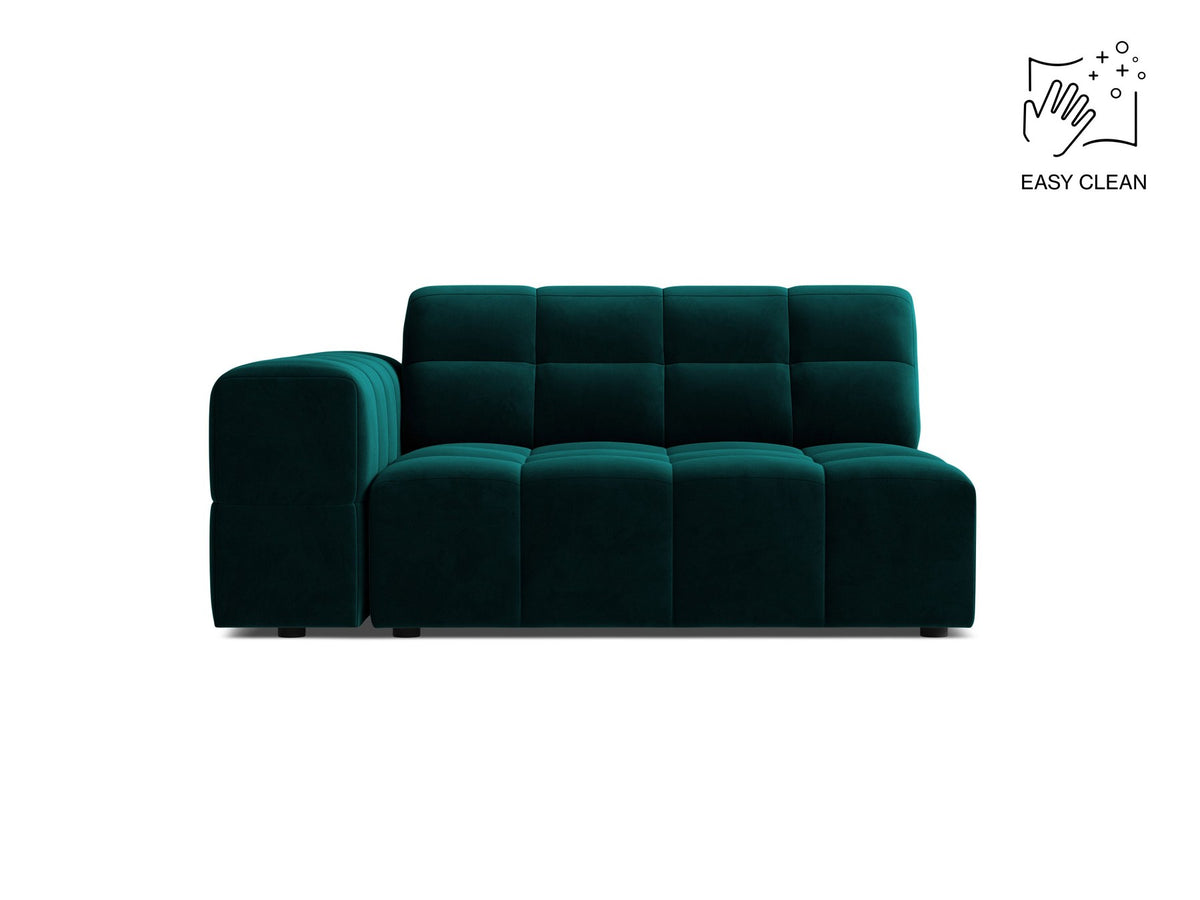 Modulares Sofa Jennifer von Micadoni in Leichtes beige mit Chenille-Bezug Eden, schwarzen Kunststoffbeinen und niedriger Rückenlehne.