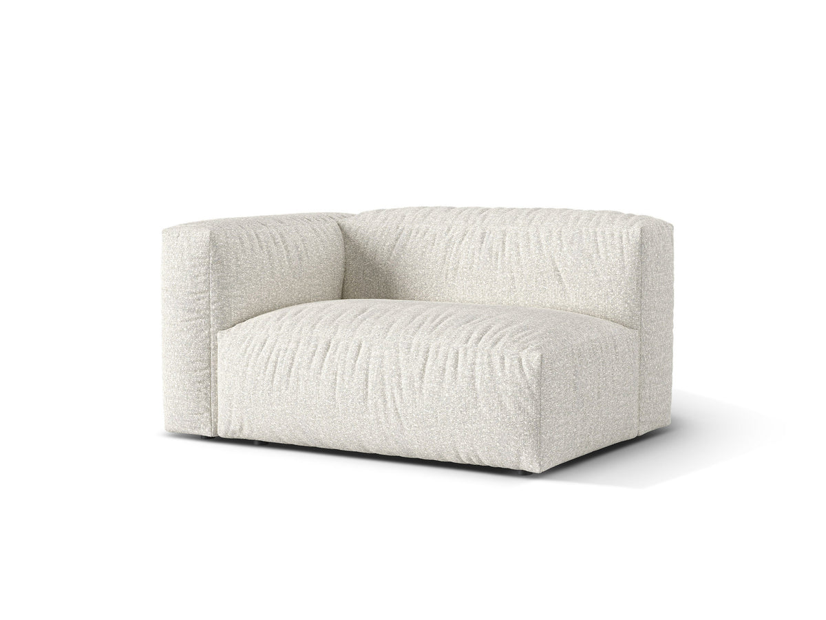Martina Sofamodul Zweisitzer links von Micadoni in Grey Beige Melange-Monet Bouclé-Stoff mit schwarzen Kunststoffbeinen, Sitzbreite 130 cm.