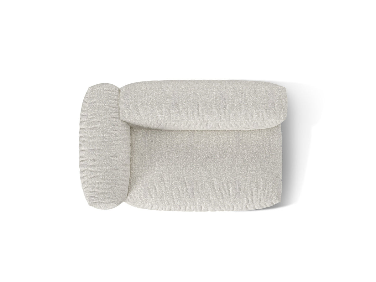 Martina Sofamodul Zweisitzer links von Micadoni in Grey Beige Melange-Monet Bouclé-Stoff mit schwarzen Kunststoffbeinen, Sitzbreite 130 cm.