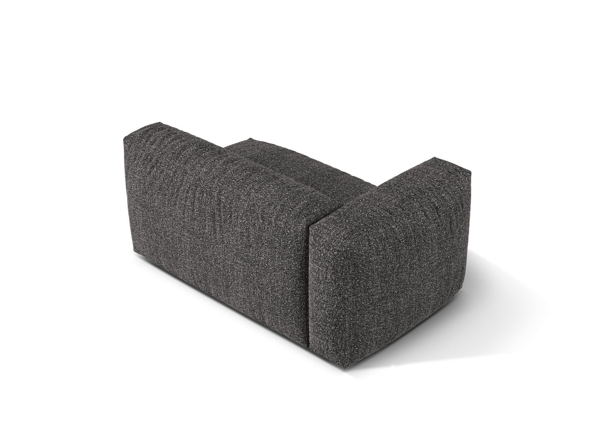 Martina Sofamodul Zweisitzer links von Micadoni in Grey Beige Melange-Monet Bouclé-Stoff mit schwarzen Kunststoffbeinen, Sitzbreite 130 cm.