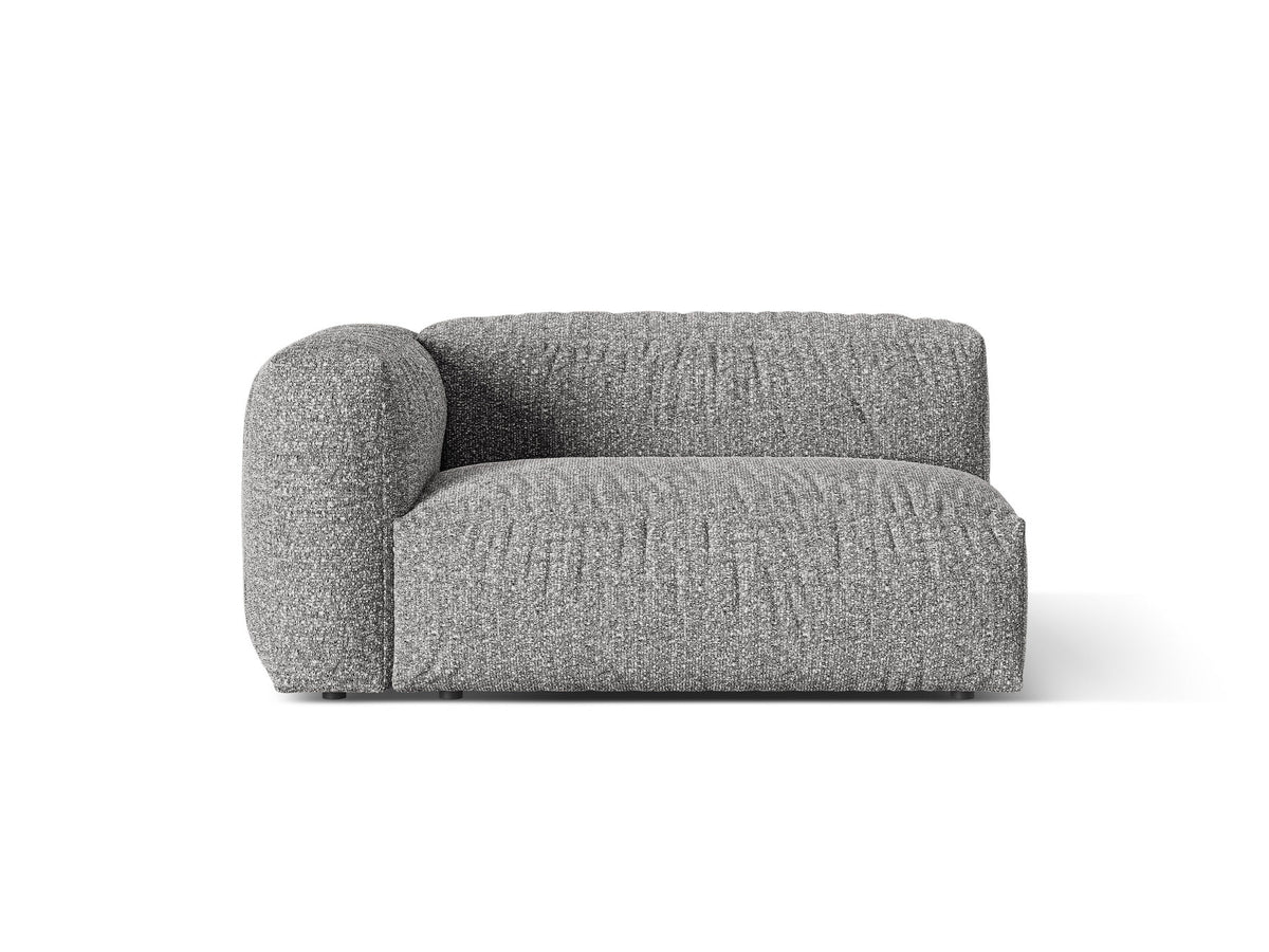 Martina Sofamodul Zweisitzer links von Micadoni in Grey Beige Melange-Monet Bouclé-Stoff mit schwarzen Kunststoffbeinen, Sitzbreite 130 cm.