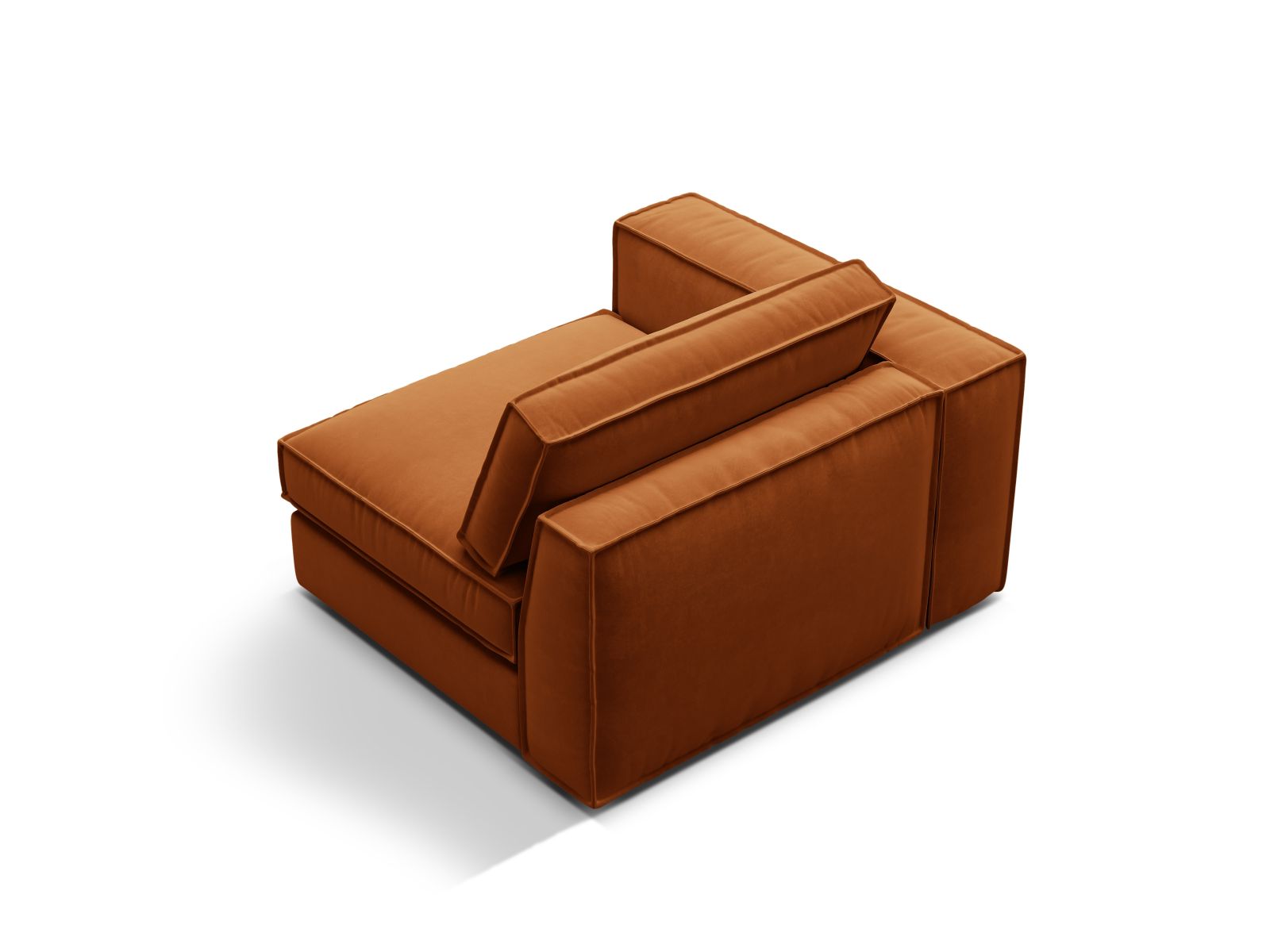 Elegantes 1-Sitzer Modul links Pola in warmem Terracotta, ideal für individuelle Sofa-Arrangements und modernes Wohndesign.