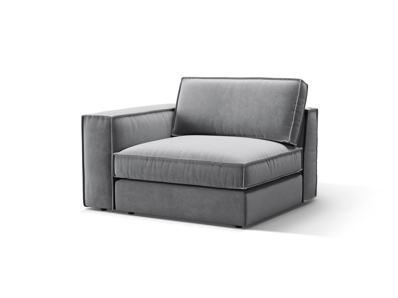 Elegantes 1-Sitzer Modul links Pola in Grau, ideal für individuelle Sofa-Gestaltung, erhältlich bei KAQTU Design AG.