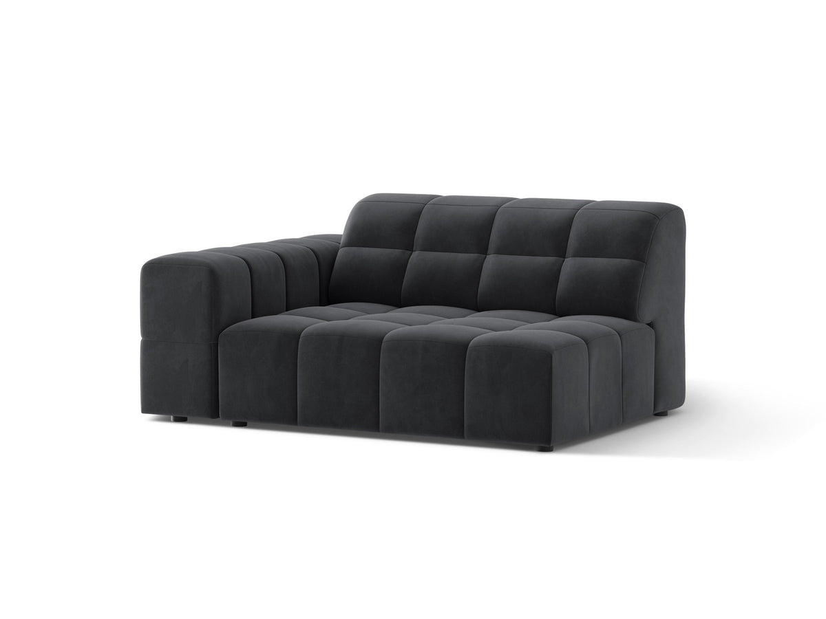Modulares Sofa Jennifer von Micadoni in Leichtes beige mit Chenille-Bezug Eden, schwarzen Kunststoffbeinen und niedriger Rückenlehne.