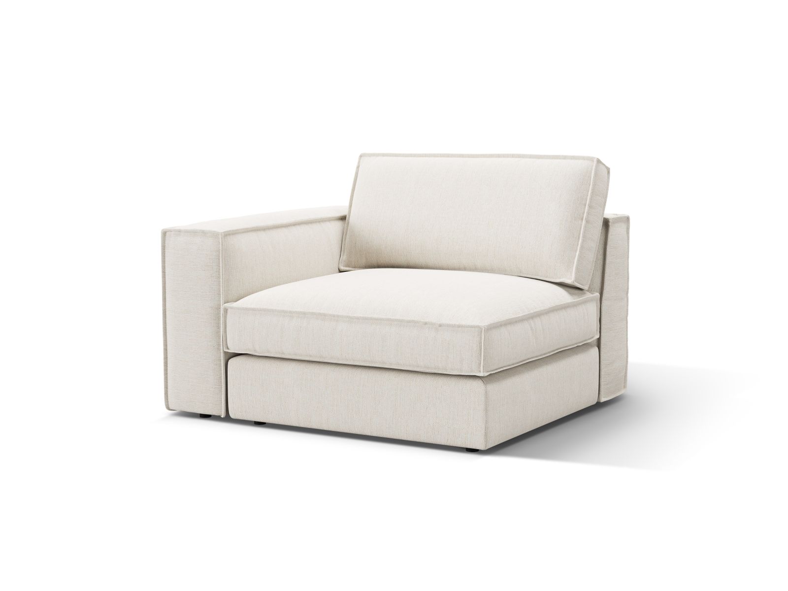 Elegantes 1-Sitzer Modul links Pola in stilvollem Weiß, ideal für individuelle Sofa-Kombinationen im modernen Wohnraum.