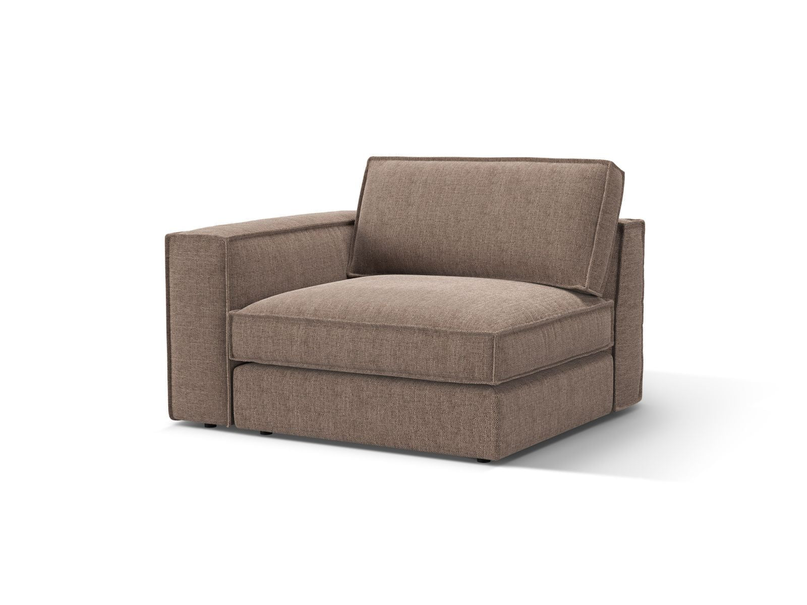 Elegantes 1-Sitzer Modul links Pola in hellem Braun, ideal für individuelle Sofa-Gestaltung, erhältlich bei KAQTU Design AG.