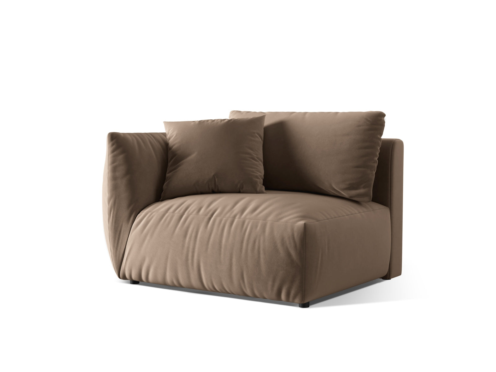 Stylischer Chris Velour Modul links 1 Sitzer in warmem Braun, perfekt für moderne Wohnkonzepte und gemütliche Entspannungsecken.
