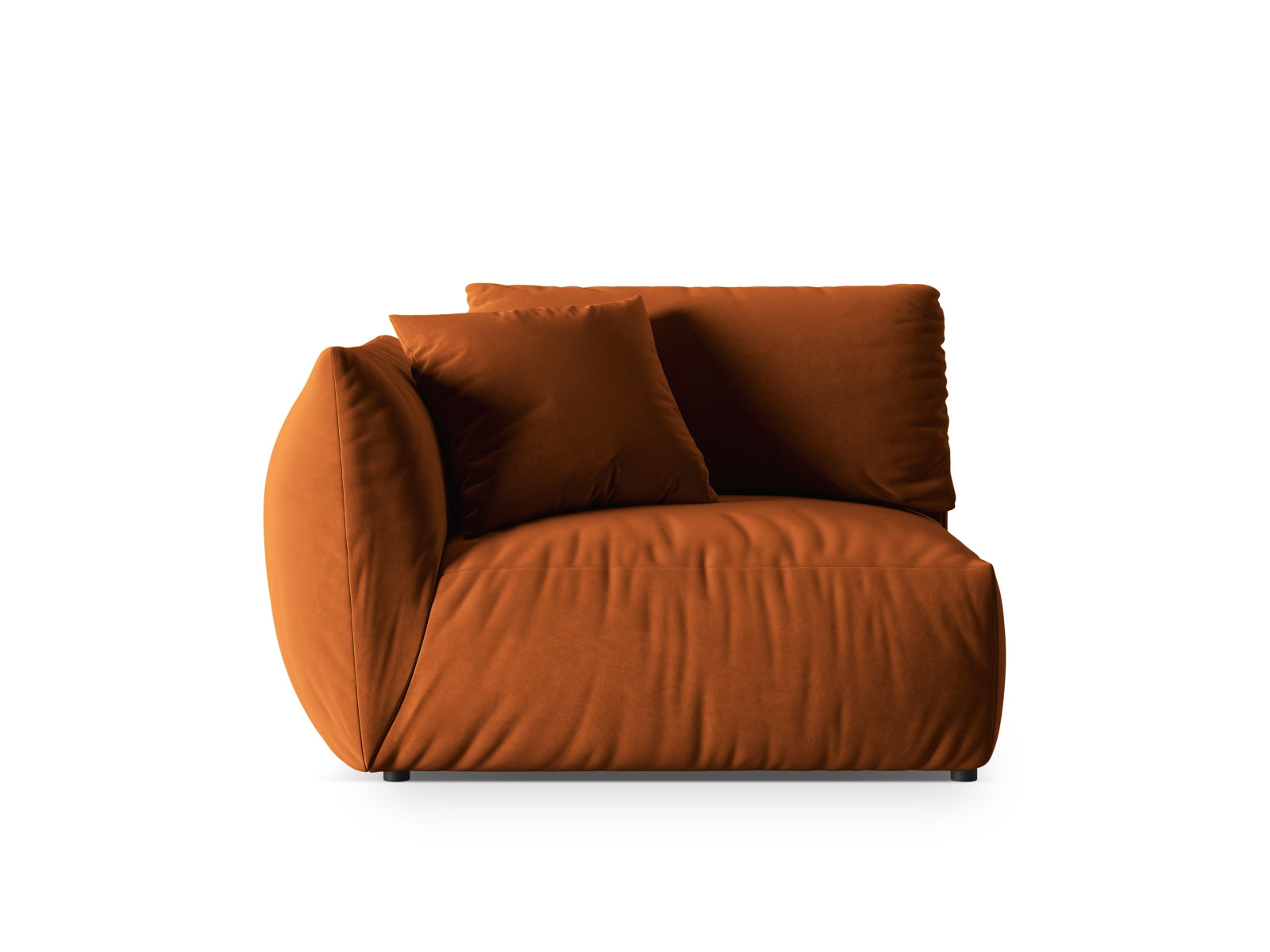 Eleganter linker 1-Sitzer Chris Velour Modul in warmem Terracotta, ideal für individuelle Sofa-Arrangements von Micadoni.