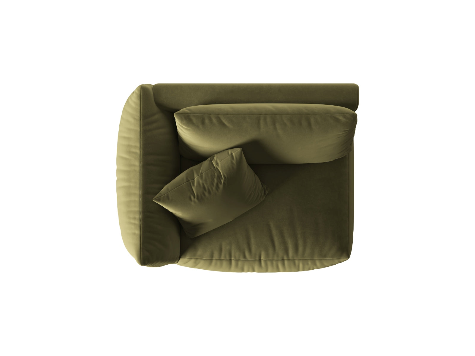 Stylischer Chris Velour Modul links 1 Sitzer in zartem Mintgrün, perfekt für moderne Wohnkonzepte und gemütliche Ecken.