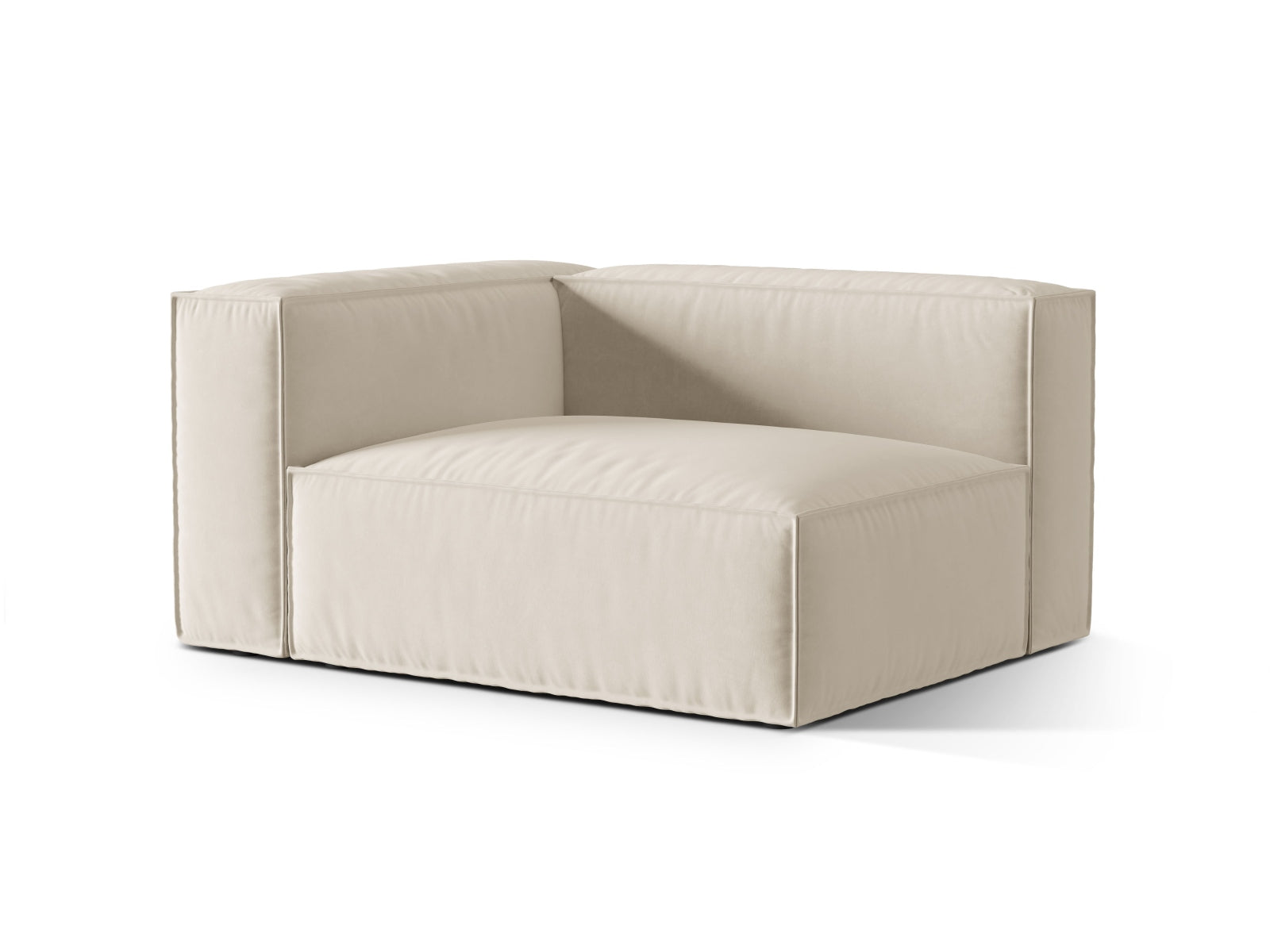 Beige Nuria Velour 2-Sitzer Sofa von Micadoni, linksseitig, stilvolles modulares Design für modernes Wohnen.