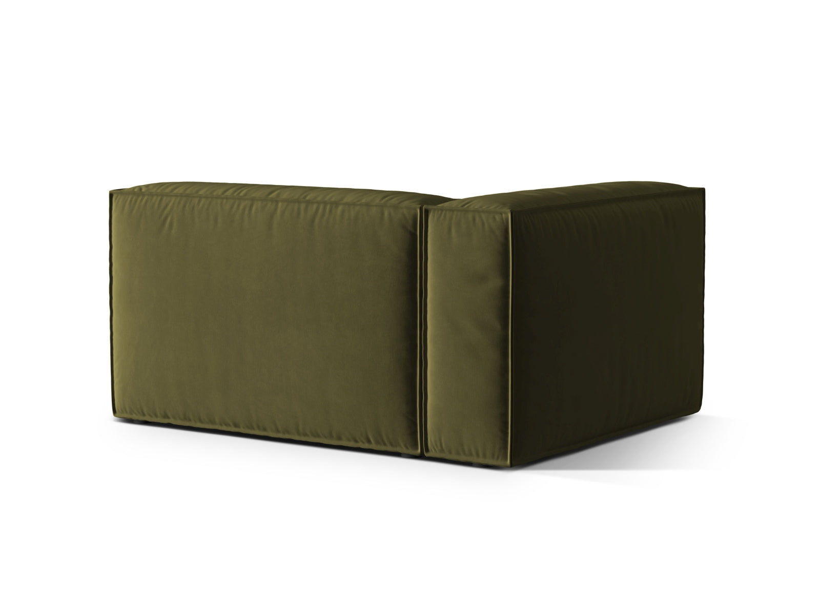 Stylisches, linksseitiges 2-Sitzer Sofa Nuria Velour in moosgrün, perfekt für zeitgemäße Inneneinrichtungen von Micadoni.