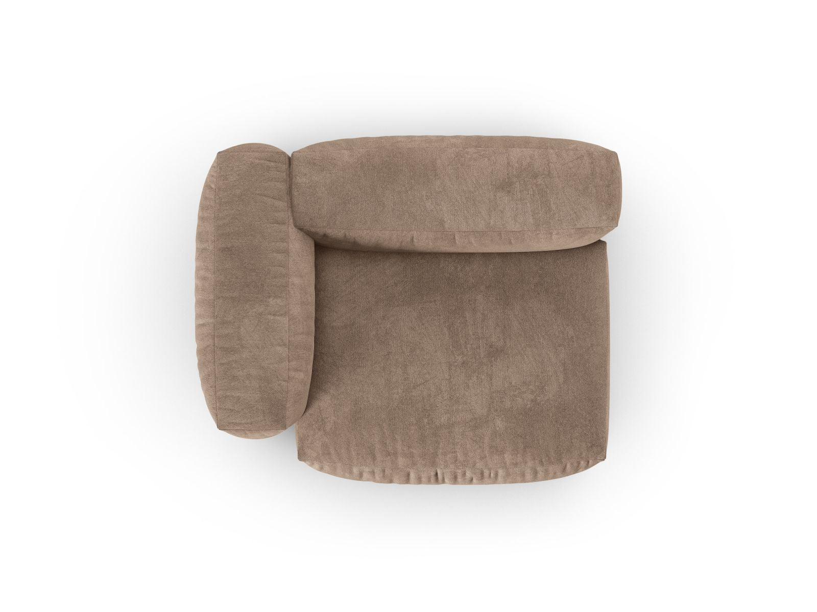 Stilvolles 1-Sitzer Sofa Martina Wide XL links in edlem Dunkelbeige, perfekt für moderne Wohnkonzepte und entspannende Momente.