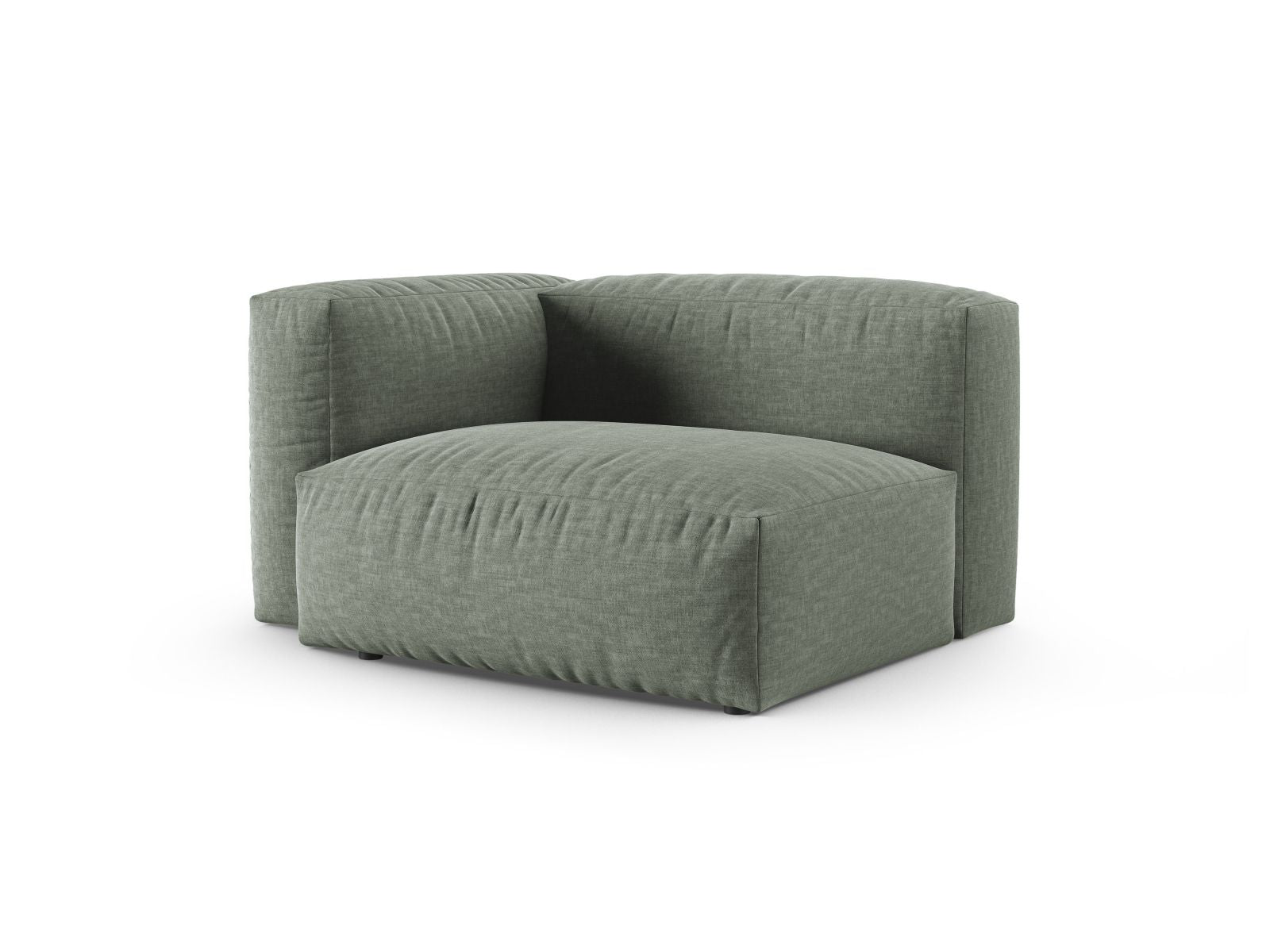 Elegantes 1-Sitzer Sofa Martina Wide XL links in einem stilvollen Moosgrün, ideal für moderne Wohnräume und vielseitige Gestaltung.