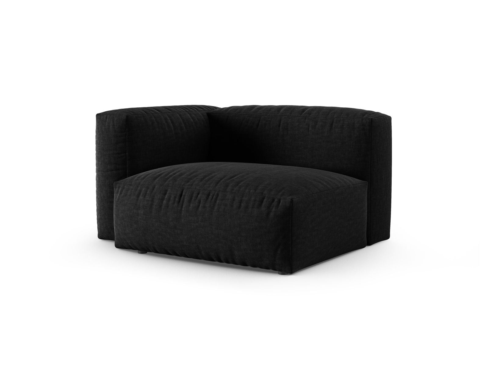 Elegantes 1-Sitzer Sofa Martina Wide XL links in stilvollem Schwarz, ideal für moderne Wohnräume und vielseitige Gestaltungsmöglichkeiten.