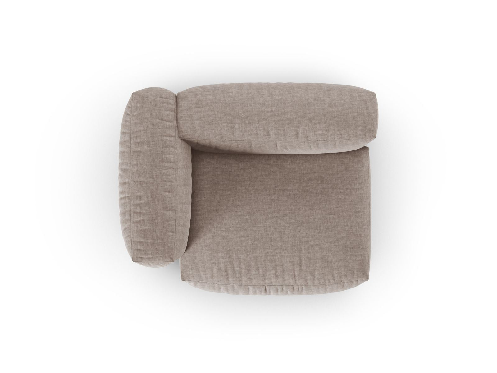 Modernes 1-Sitzer Sofa Martina Wide XL links in sanftem Dunkelbeige, perfekt für gemütliche und stilvolle Wohnambiente.