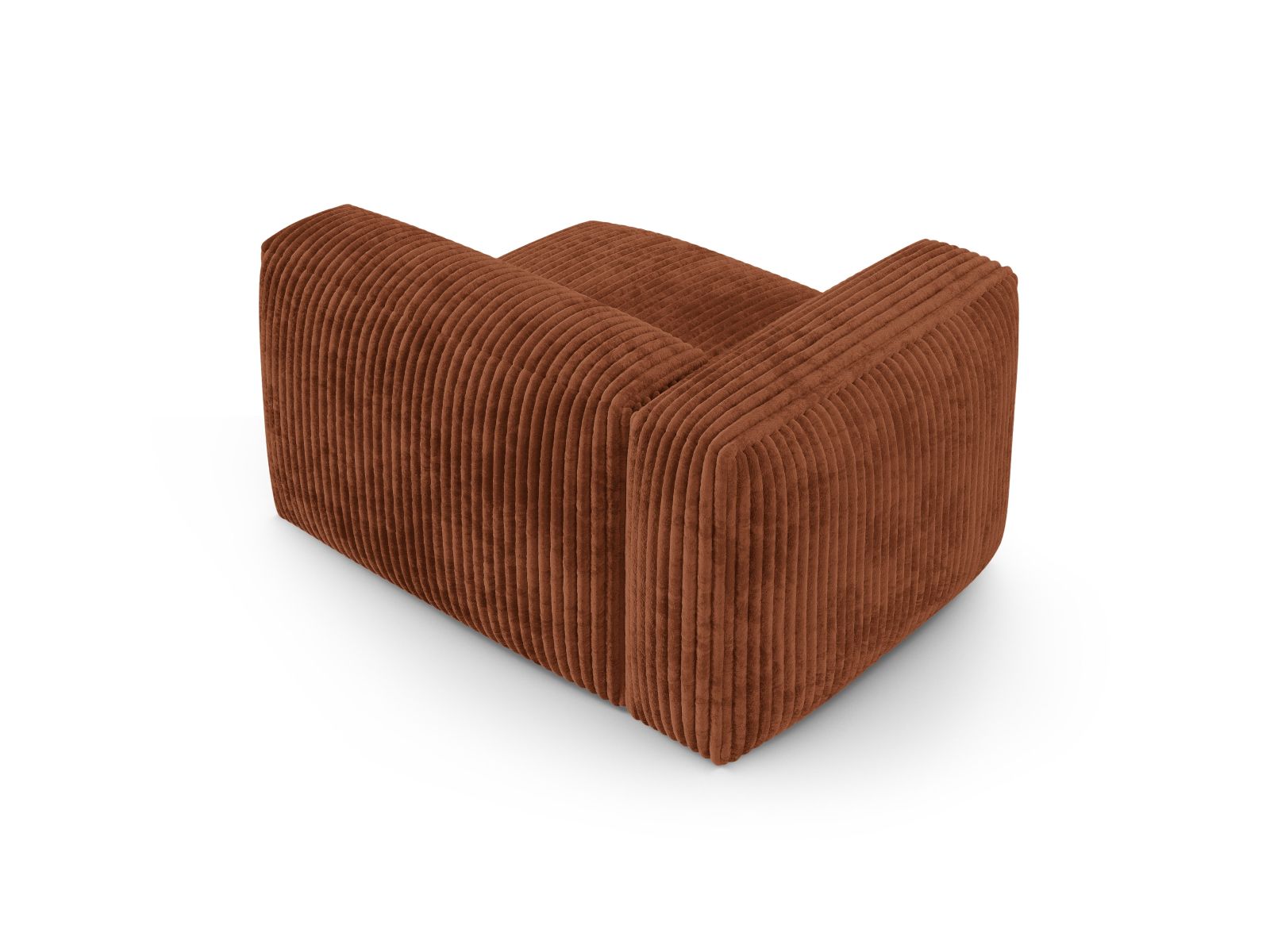 Elegantes 1-Sitzer Sofa Martina Wide XL links in warmem Ziegelrot, ideal für stilvolle Wohnräume. Hochwertige Materialien und modernes Design.